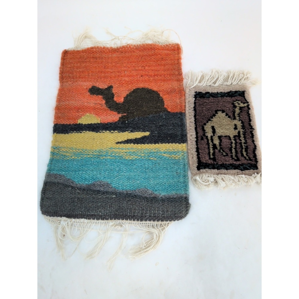 Egyptian Handmade Wool Miniature Rugs Camel Dollhouse Mug Placemat Accent Decor